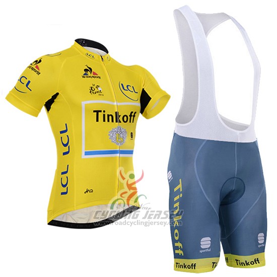 2016 Cycling Jersey Tinkoff Lider Yellow and Black Short Sleeve and Bib Short